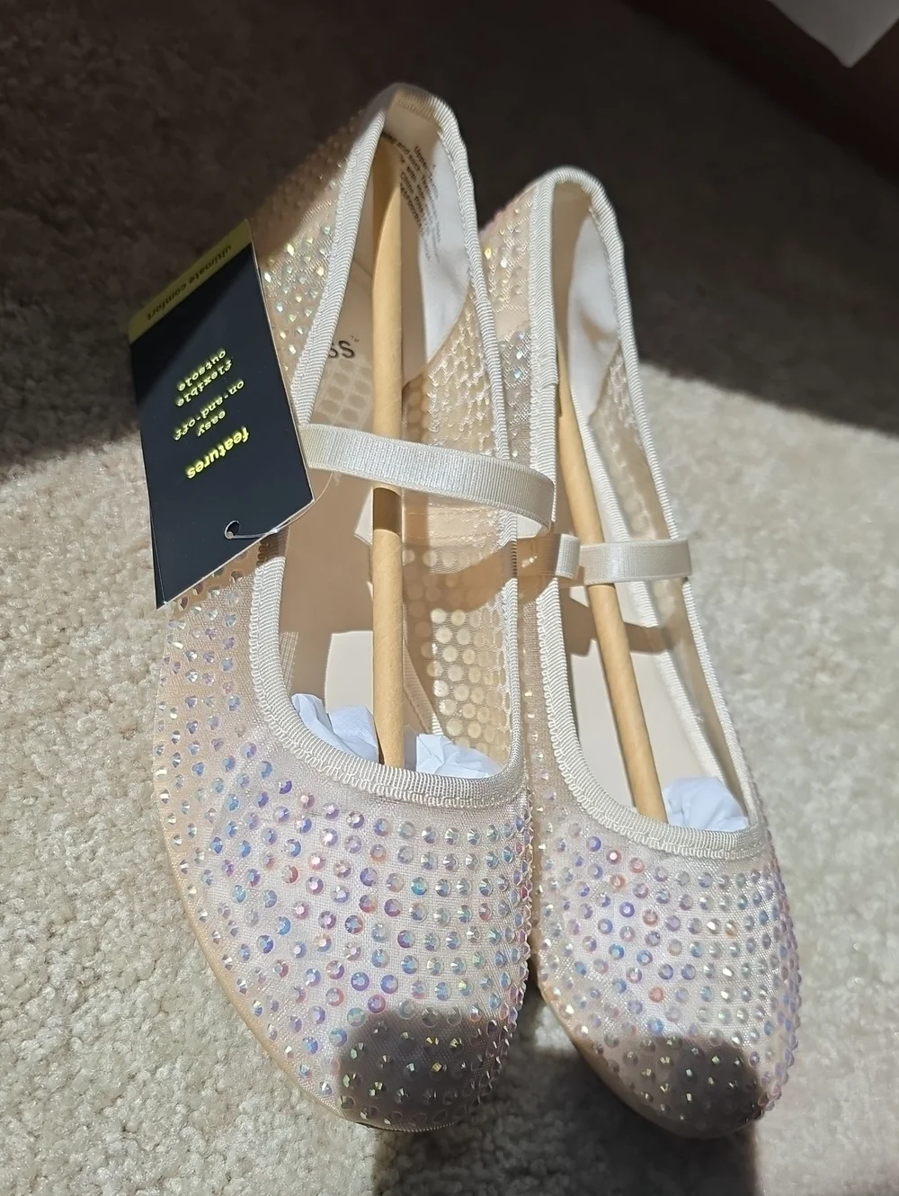 art class Iridescent Rhinestone Mary Jane Flats for Kids